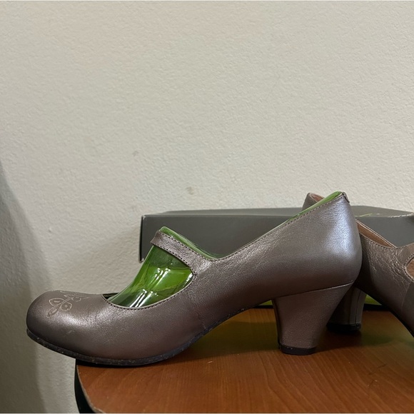 Naya Chalice Metallic Leather Floral Embossed Heel Size 8 Mary Jane Ankle Nickel - Picture 7 of 10